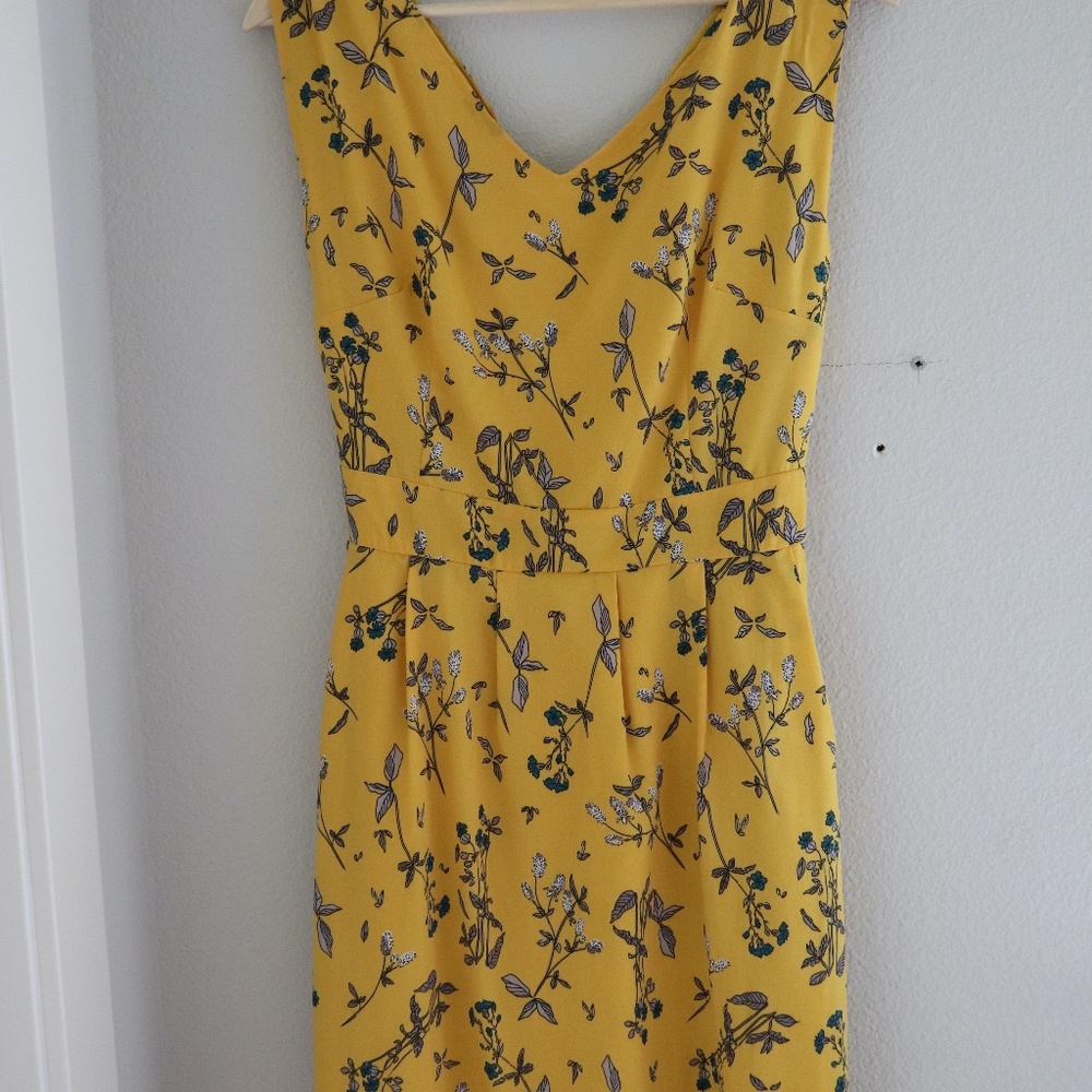 Yellow Floral A-Line Dress